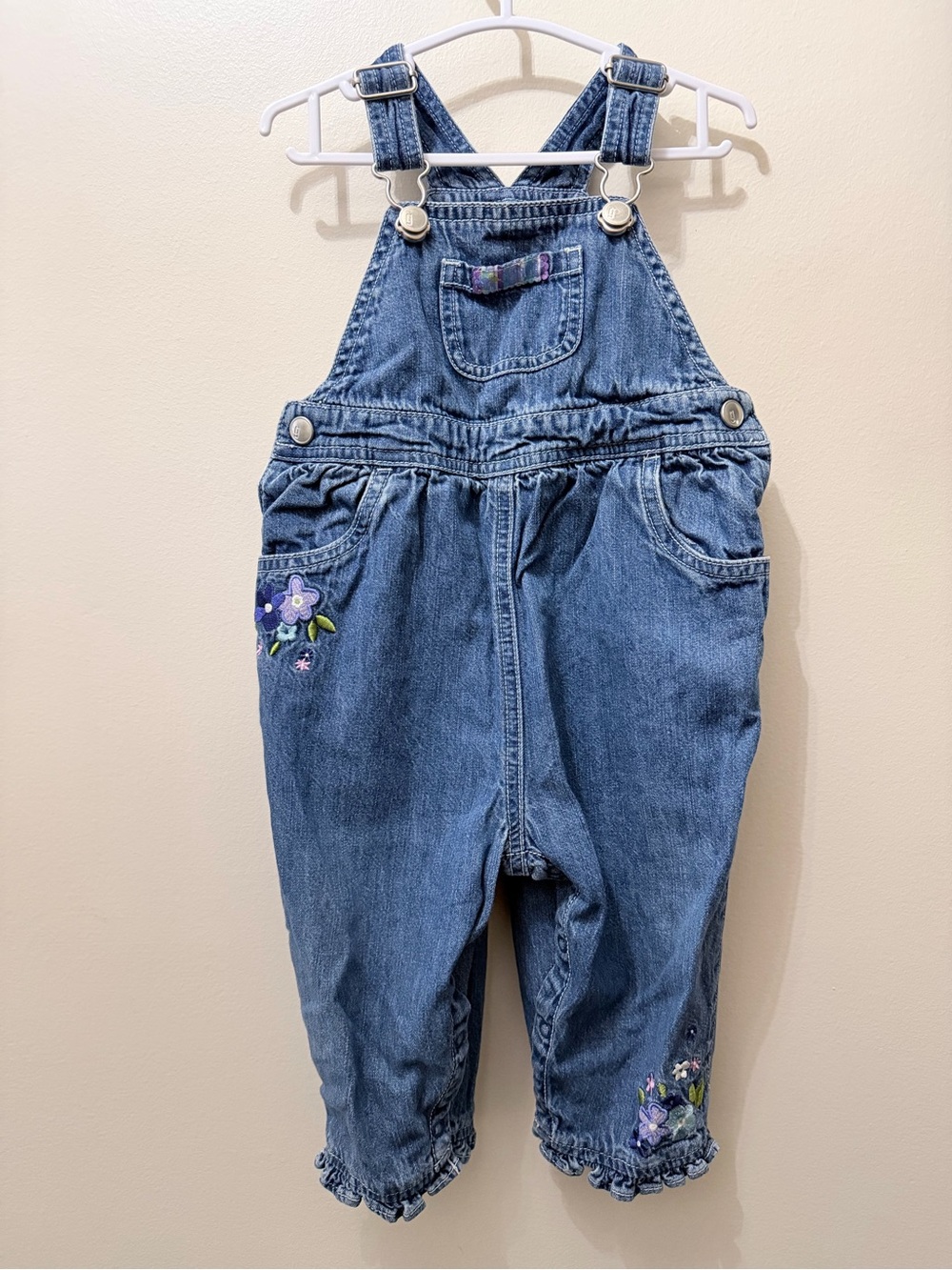 Vintage Y2K Gymboree Floral Embroidered Denim Jean Overalls 6-12 months Cottage